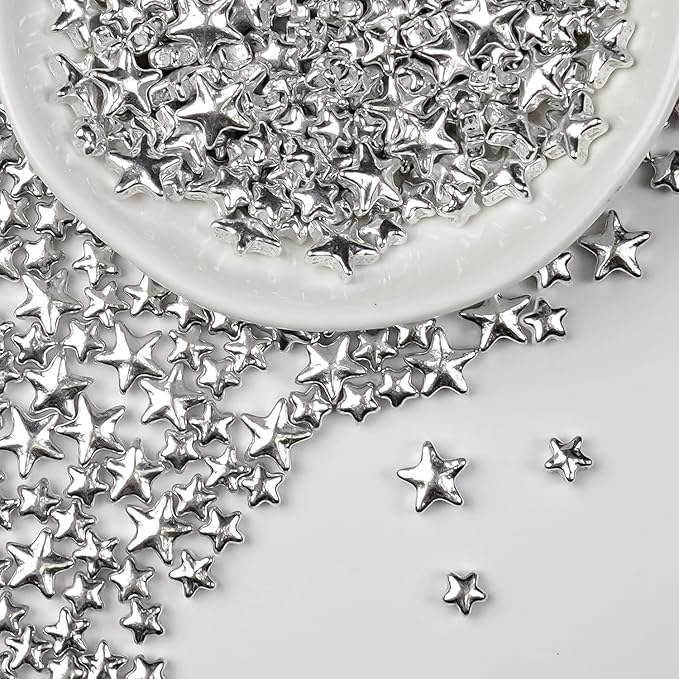Silver Sprinkles for Cake Decorating, Star Candy Sugar, Mix Size, 150g/5.29oz by Joyvitas