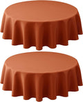 Biscaynebay 2 Pack Fall Round Tablecloths 70", Rust Thanksgiving Autumn Harvest by Biscaynebay