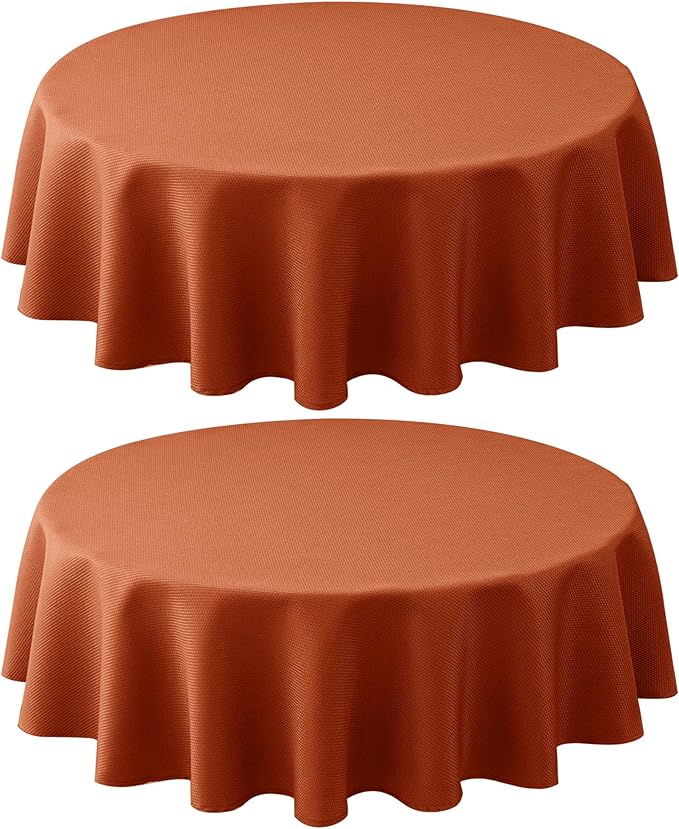 Biscaynebay 2 Pack Fall Round Tablecloths 70", Rust Thanksgiving Autumn Harvest by Biscaynebay