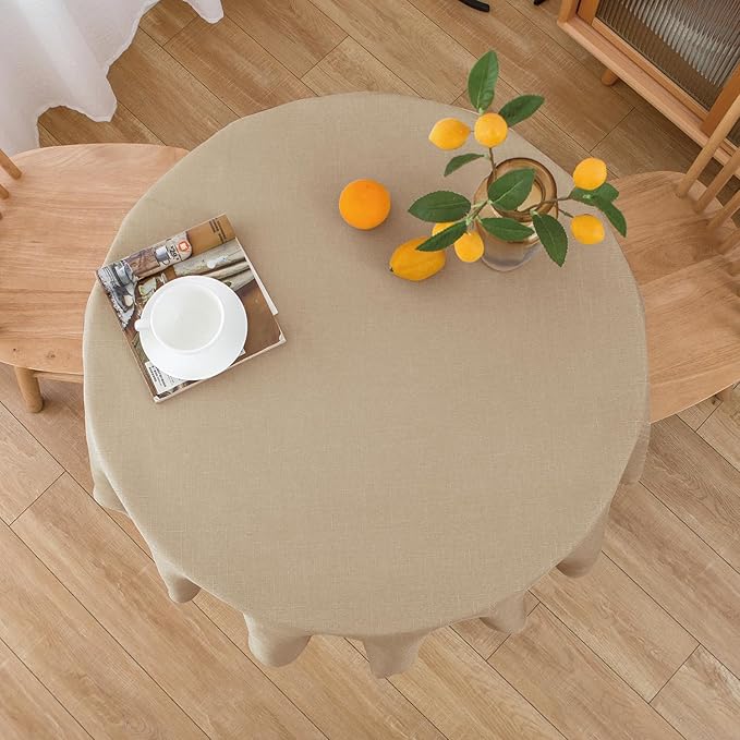NLMUVW 36 Inch Round Table Cloth, Burlap Linen Tablecloth Textured Water - Image 6