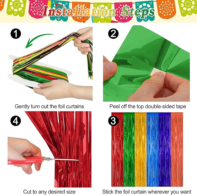 2 Pack Cinco De Mayo Decorations, 3.28 FT x 7.05 FT Fiesta Rainbow Backdrop - Image 3