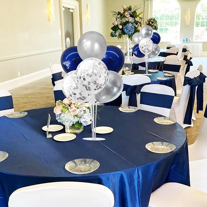 TONIFUL 4 Set Navy Blue Silver Balloon Centerpieces - Image 8