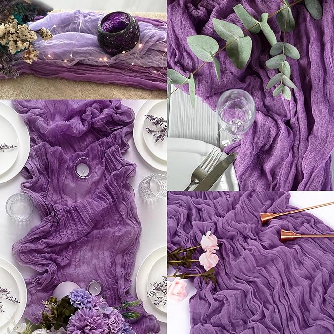 12 Pack Purple Cheesecloth Table Runner 10FT Boho Fabric Rustic Cheese Cloth - Image 6