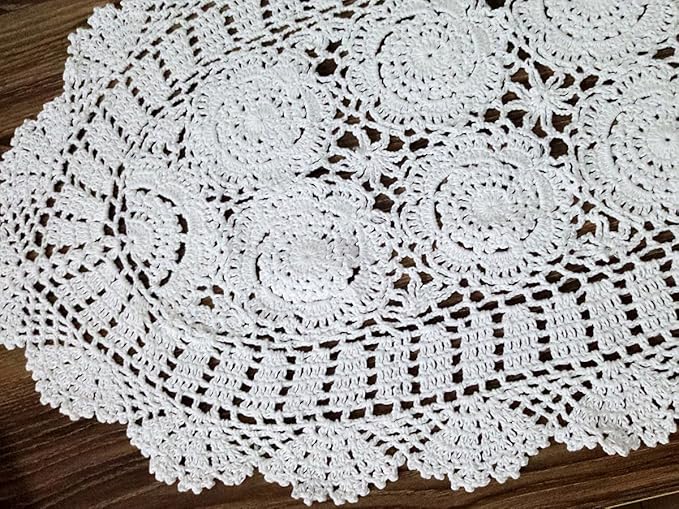 Cotton Handmade Crochet lace Table Runners Oval Tablecloth Doilies Doily Table - Image 3