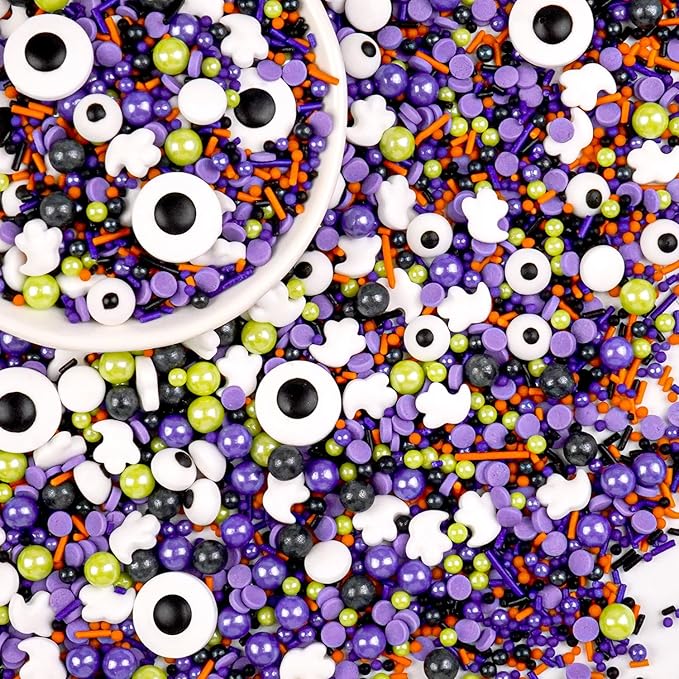 Halloween Sprinkles for Cake Decorating, Edible Candy Eyeballs, Pearl Sugar - Image 4