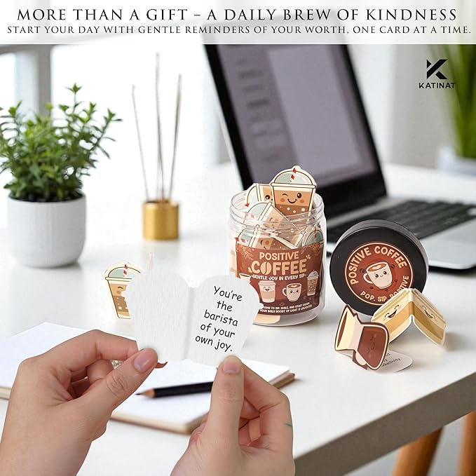 Positive Coffee Affirmation Jar – 60pcs Cute Emotional Support Coffee – Coffee - Image 4
