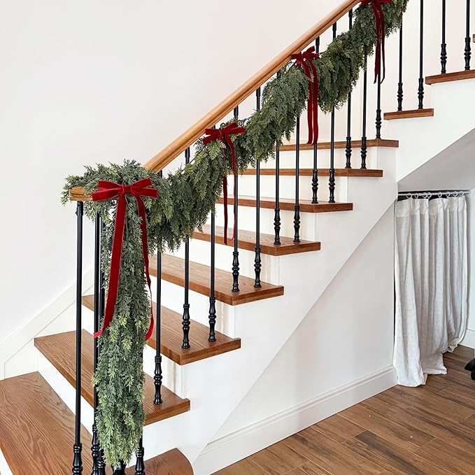 15FT Christmas Cedar Garland Artificial Real Touch Thickness Realistic Greenery - Image 7