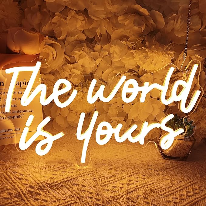 SYLHOME The World Is Yours Led Neon Light Sign Cool Bedroom Game Kids Room Wall - Image 4