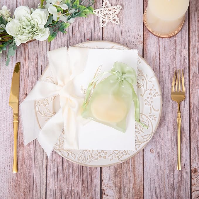 20 Pcs Light Green Small Organza Bags 3X4 inch - Image 4