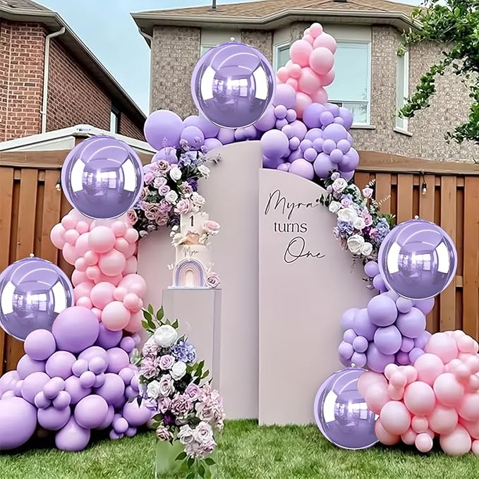 6Pcs Purple Round Foil Balloons, Giant 4D Round Ball Balloon, 22 Inch Metallic - Image 7