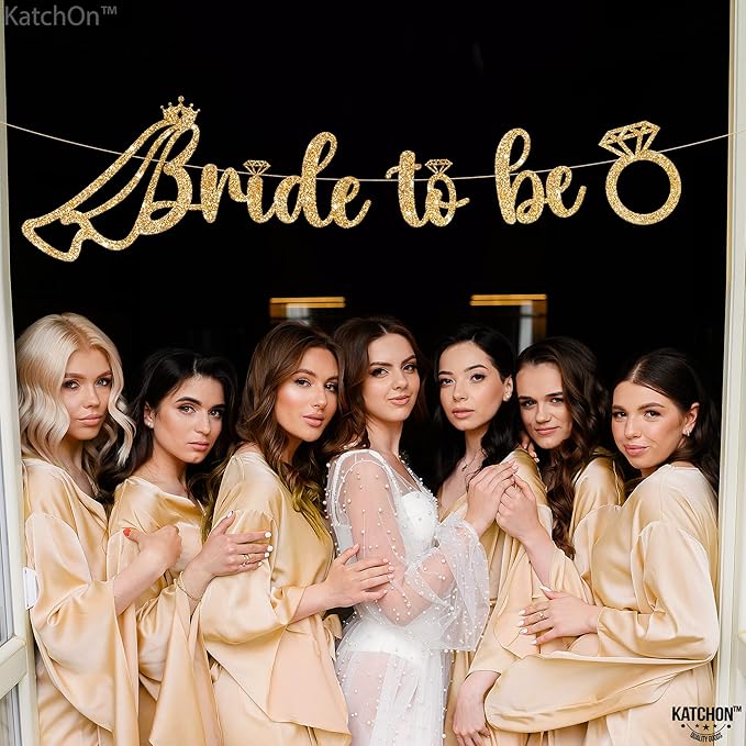 KatchOn, Glitter Bride to Be Banner Gold - Image 3