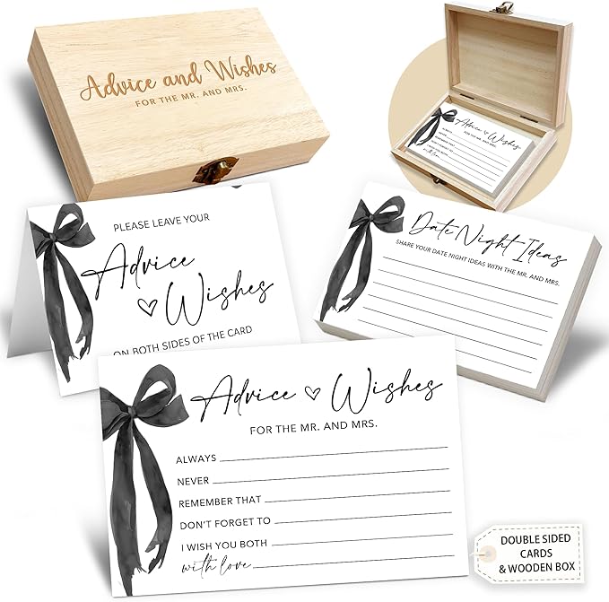 50 Pcs Advice and Wishes for the Mr and Mrs Cards in Box by CrocothemisArt