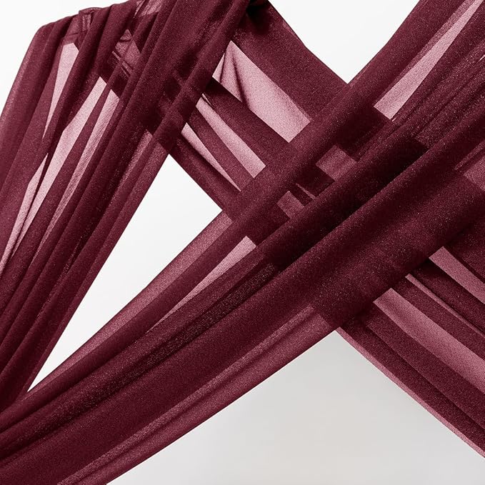 MLMC Burgundy Wedding Arch Draping Fabric 1 Panel 29" x 20 FT Extra Long Gauze - Image 3