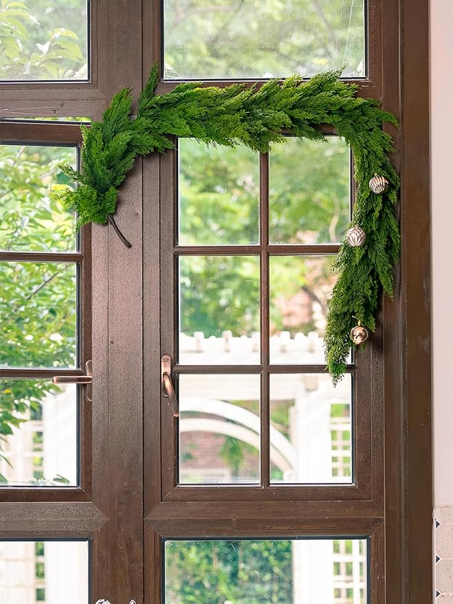 6FT Extra Full Christmas Garland Faux Cypress Pine Cedar Garland Realistic - Image 3