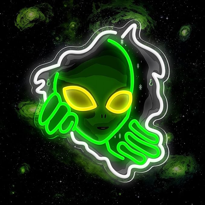 Alien Neon Sign, Dimmable Green Alien Led Neon Lights by JIARODEYLEDNEONSIGN