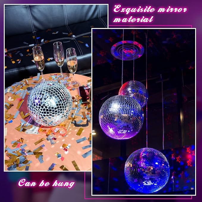 WILLBOND 12 Pack Disco Ball Mirror Ball - Image 5