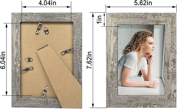 4x6 Picture Frame set of 4, High Definition Glass Distressed Moss Green Frame - Image 4