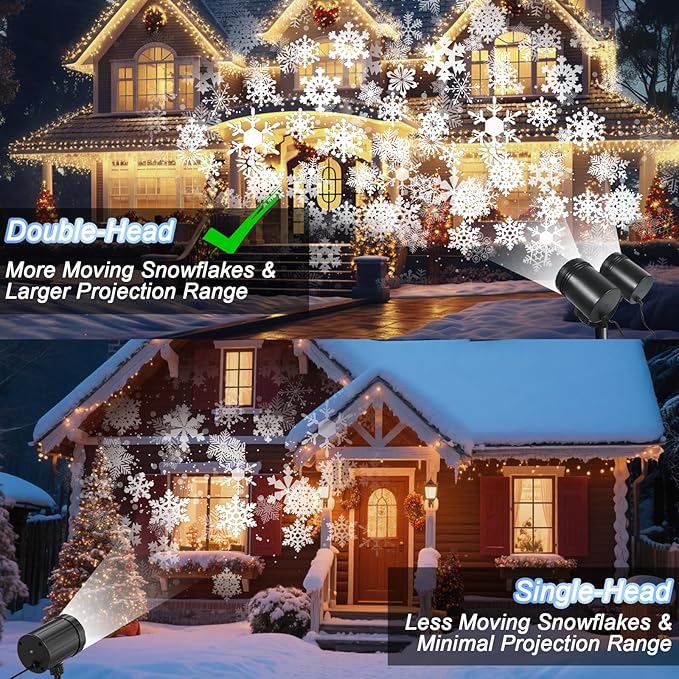 Snowflake Projector Christmas Lights Outdoor, Timer Double Head Projector - Image 7