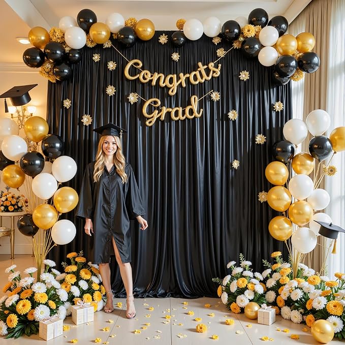10x10 ft Black Glitter Backdrop Curtain - Image 4