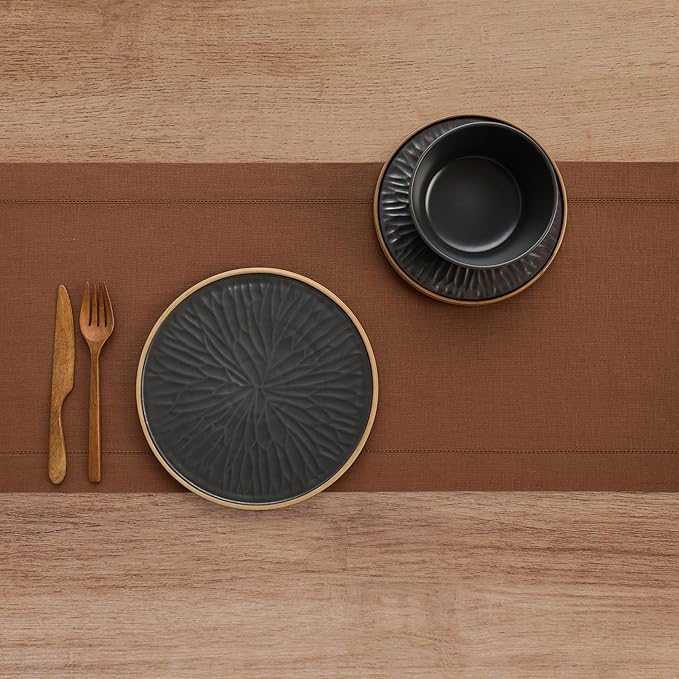 Solino Home Linen Brown Table Runner 108 Inches Long - Image 3