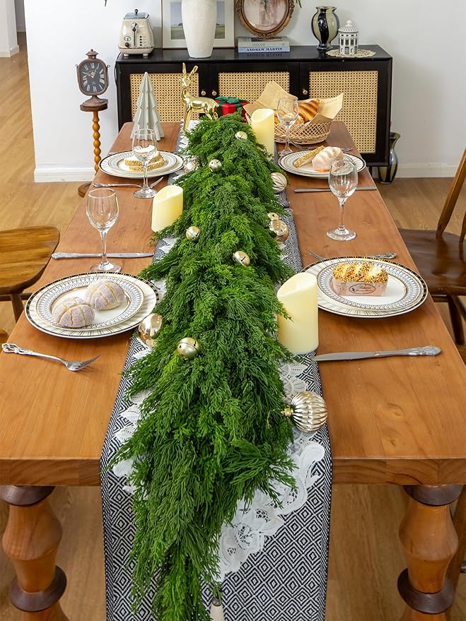 6FT Extra Full Christmas Garland Faux Cypress Pine Cedar Garland Realistic - Image 4