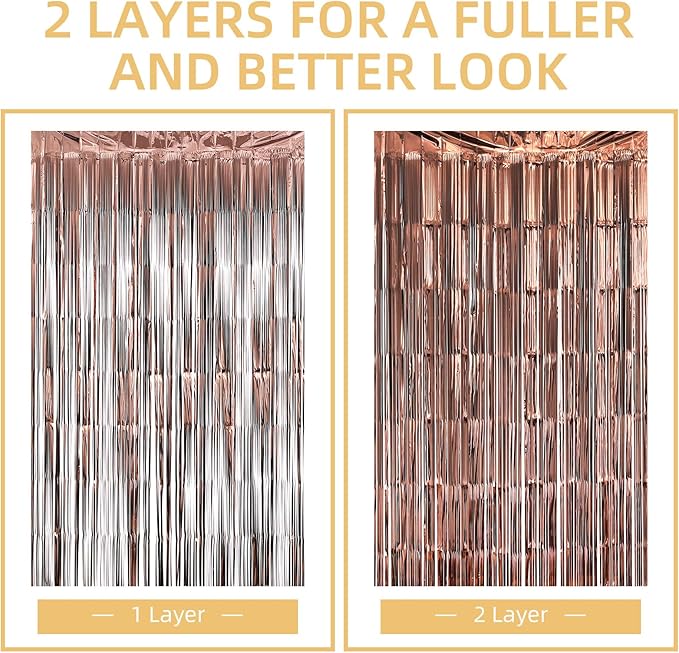 10 Pack Brown Backdrop Curtain 3.2ft x 8.2ft Metallic Tinsel Foil Fringe - Image 5