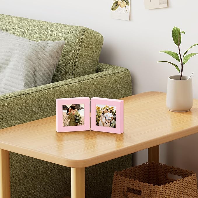 decorUhome Double 4x4 Picture Frame Vertical, Engineered Wood Bifold Photo Frame - Image 5