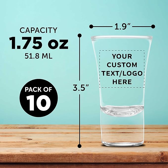 Custom 2 oz. Lord Shooter Etched Shot Glasses, 10 pack, Personalized Text - Image 5