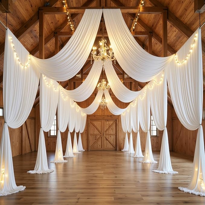 20ft x 15ft Ivory Wrinkle Free Backdrop Curtains - Image 7