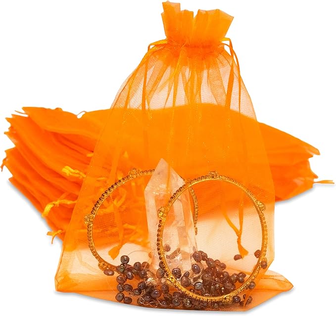 TheDisplayGuys 48-Pack 6x8 Orange Sheer Organza Gift Bags by TheDisplayGuys