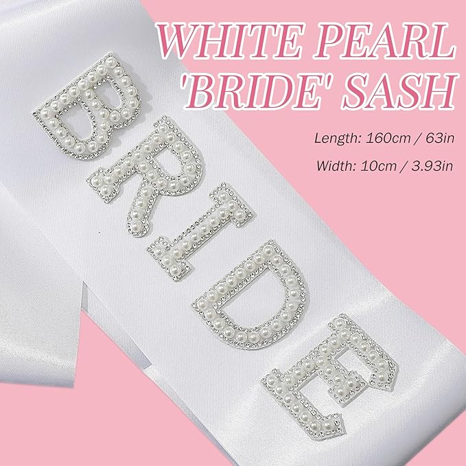 Pearl Bride Sash with Bride Sunglasses- Bachelorette Party Accessories - Image 3