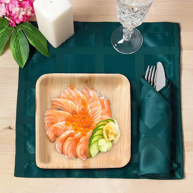 Raj Palm Leaf Plates Disposable Bamboo Plates 10 Inch & 7 Inch Square Bulk - Image 6