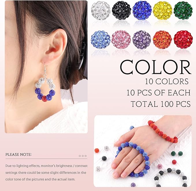 100 Pcs 10 Mixed Colors Rhinestone Beads - Image 3