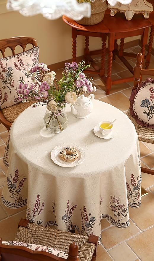 ISAENNE French Tablecloth for Round Tables, Linen Table Cloth - Image 6