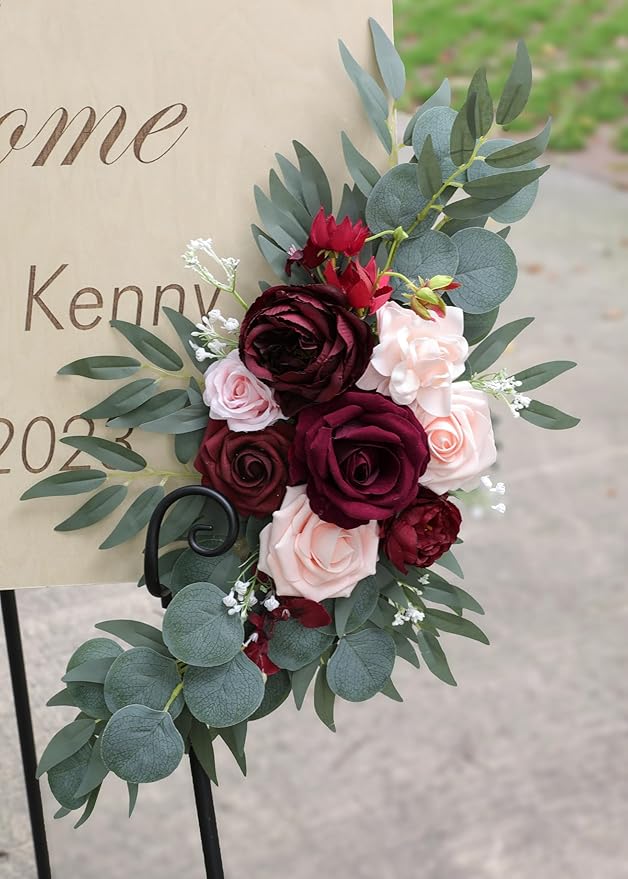 ponatia Wedding Arch Flowers, Artificial Burgundy Wedding Flowers - Image 3