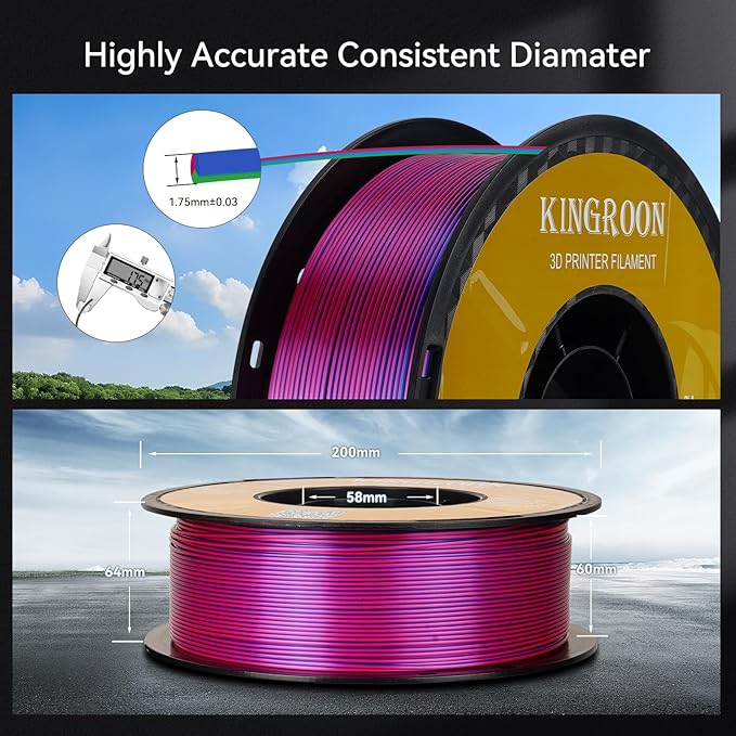Kingroon 16KG PLA Filament Bundle+Triple Color Silk PLA Filament Bulk 3D - Image 6