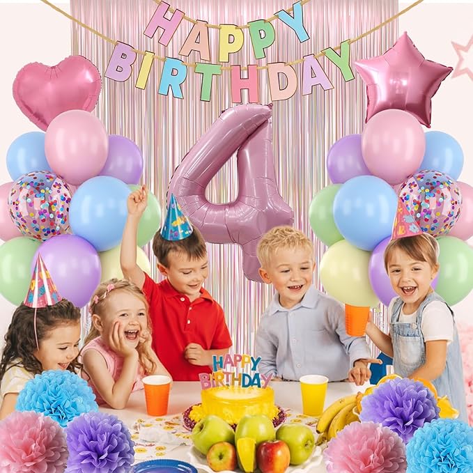 Pastel 4th Birthday Party Decorations - Image 4