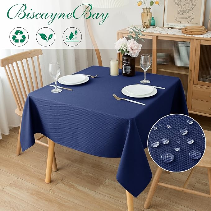 Biscaynebay Textured Fabric Square Tablecloths 90x90 Inches, Wedding and - Image 2