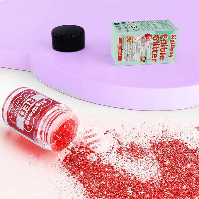 Red Edible Glitter - 5g Food Grade Cake Decorating Shimmering Glitter - Image 2