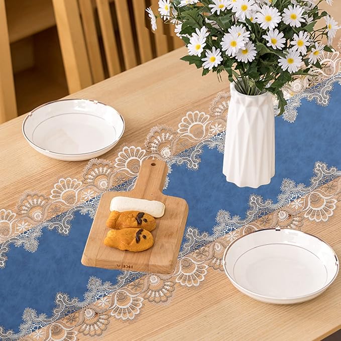 Vintage Lace Dining Table Runner, 120 Inches Floral Coffee Table Runners - Image 3