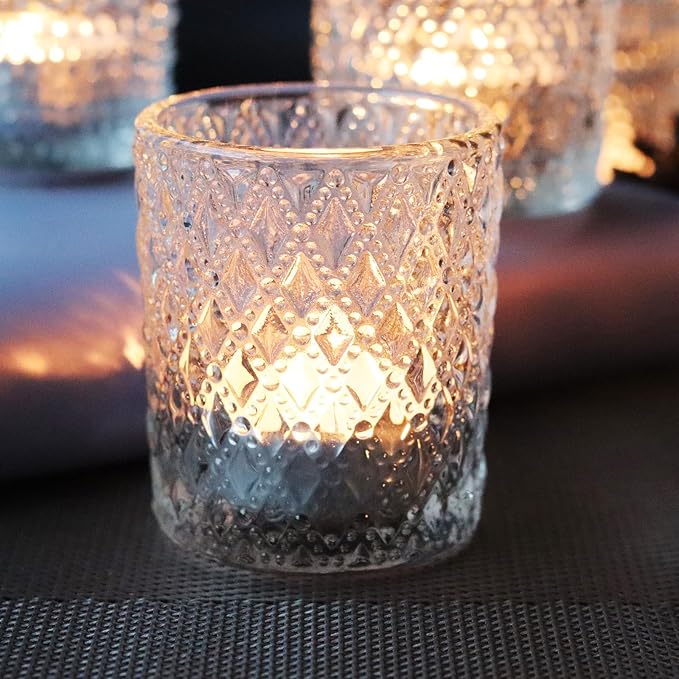 Clear Votive Candle Holders, 3 Patterns 24 pcs Glass Tealight Candle Holders - Image 5