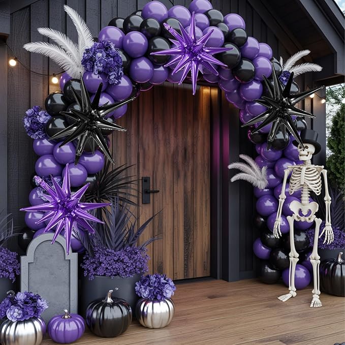 Black Purple Star Balloons - Image 3
