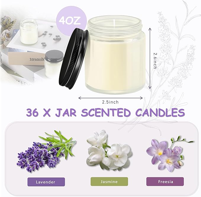 ACITHGL 36 Pcs 4oz Mini Mason Jar Candles Small Scented Candles Bulk - Image 2