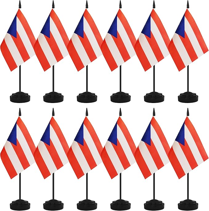 12 Pack Puerto Rico Desk Flags, Puerto Rican Desktop Flag, Small Miniature by Unknown
