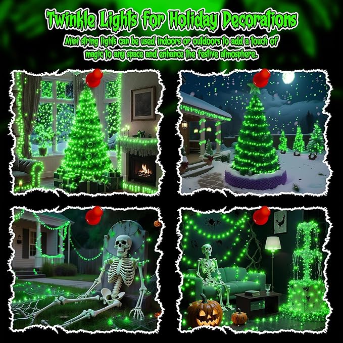 TingMiao Halloween Green Fairy Lights Battery Operate, 7.2ft 20 LEDs String - Image 5