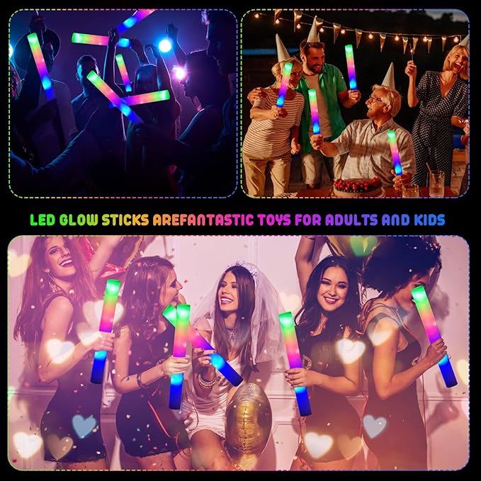 LifBetter Light Up Glow Sticks Bulk, LED Foam Sticks in The Dark - Image 7