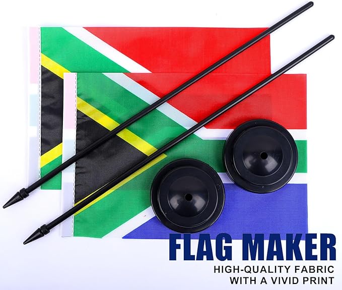 South Africa Desk Flag 12" Solid Pole Deluxe Set South African Flags Banner - Image 5