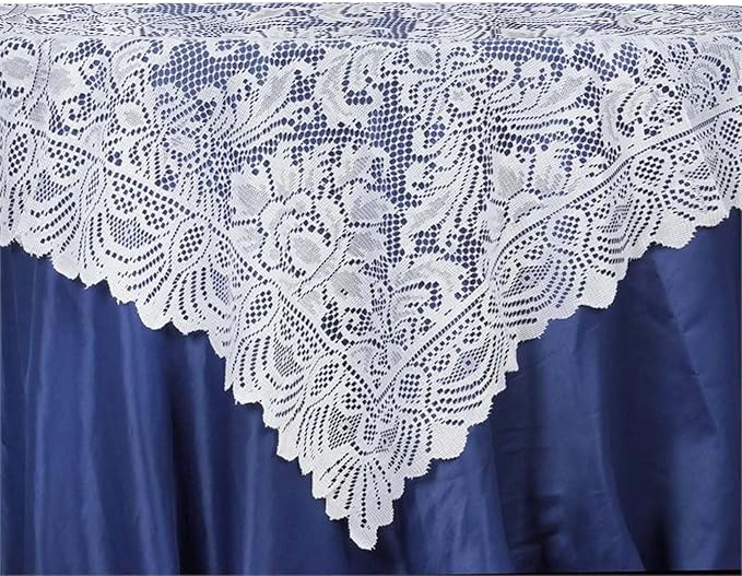 Efavormart 54" x 54" White Jolly Good Lace Table Overlay - Image 6
