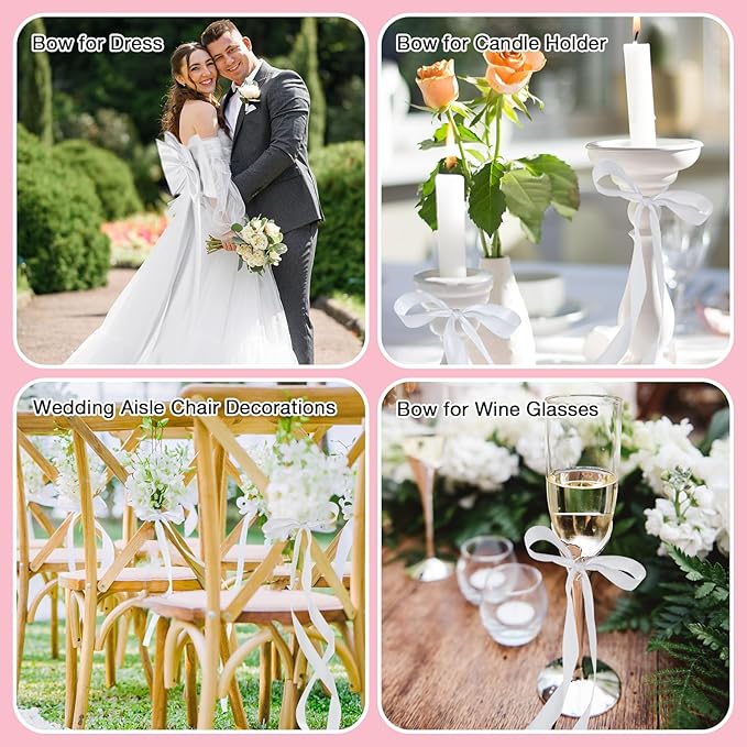 Big Bow with 24 Pcs Chair Ribbon Wedding Aisle Decorations, 78x18 inch Giant Bow - Image 6