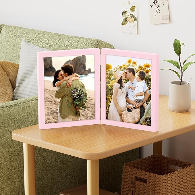 decorUhome Double 8X10 Picture Frame Vertical, Engineered Wood Bifold Photo - Image 6